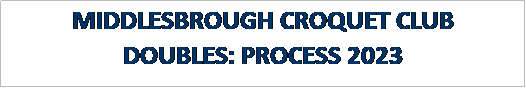 Text Box: MIDDLESBROUGH CROQUET CLUB
DOUBLES: PROCESS 2023
